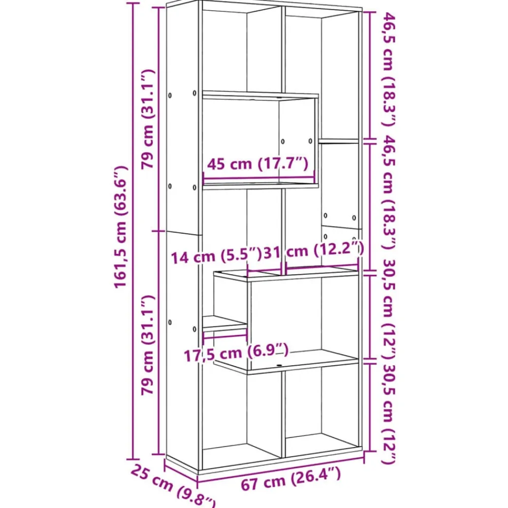 vidaXL Librería divisora madera ingeniería blanca 67x25x161,5 cm Blanco Sale