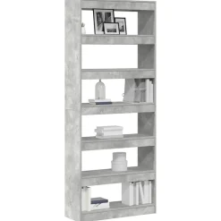 vidaXL Librería Gris Concreto 80 x 30 x 198 cm Madera de ingeniería Gris hormig&oacute;n Discount