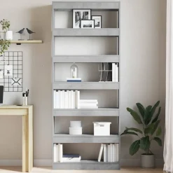 vidaXL Librería Gris Concreto 80 x 30 x 198 cm Madera de ingeniería Gris hormig&oacute;n Discount