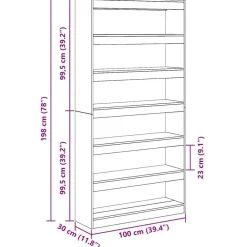 vidaXL Estanterías-Librería 100 x 30 x 198 cm Madera de ingeniería