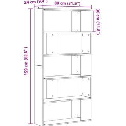 vidaXL Estanterías-Librería Madera vieja 80 x 24 x 159 cm Madera de ingeniería