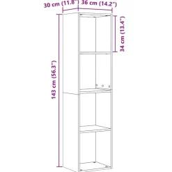 vidaXL Librería 143 x 30 x 36 cm Madera de ingeniería Roble negro Best