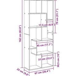 vidaXL Estanterías-Librería 67 x 25 x 162 cm Madera de ingeniería