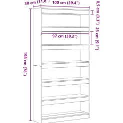 vidaXL Estanterías-Librería 100 x 30 x 198 cm Madera de ingeniería