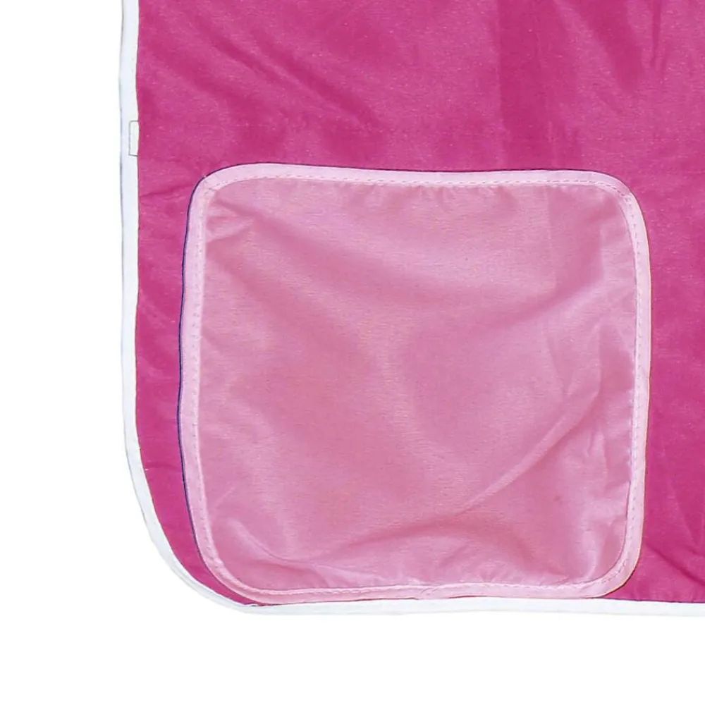 vidaXL Camas Y Accesorios-Litera con cortinas madera maciza de pino rosa 90x200 cm