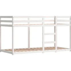 vidaXL Camas Y Accesorios-Litera con cortinas madera maciza de pino rosa 90x200 cm