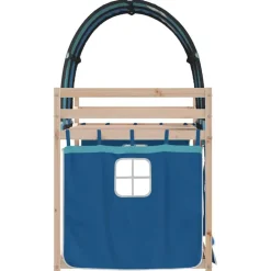 vidaXL Litera con cortinas madera maciza de pino 90x200 cm Azul New