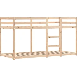 vidaXL Litera con cortinas madera maciza de pino 90x200 cm Azul New