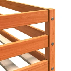 vidaXL Camas Y Accesorios-Litera de madera maciza de pino marrón cera 90x200 cm