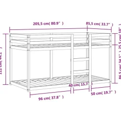 vidaXL Litera de madera maciza de pino marrón cera 80x200 cm Marr&oacute;n cera New