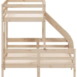 vidaXL Litera de madera maciza de pino 90x200/140x200 cm Natural Discount