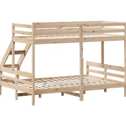 vidaXL Litera de madera maciza de pino 90x200/140x200 cm Natural Discount