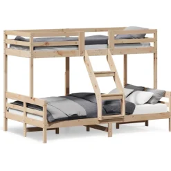 vidaXL Camas Y Accesorios-Litera de madera maciza de pino 80x200/120x200 cm