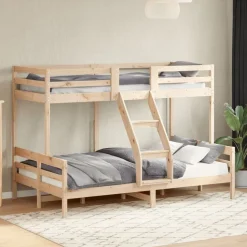 vidaXL Camas Y Accesorios-Litera de madera maciza de pino 80x200/120x200 cm
