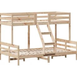 vidaXL Camas Y Accesorios-Litera de madera maciza de pino 80x200/120x200 cm