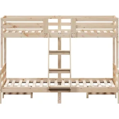 vidaXL Camas Y Accesorios-Litera de madera maciza de pino 80x200/120x200 cm