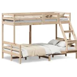 vidaXL Camas Y Accesorios-Litera de madera maciza de pino 90x200/120x200 cm