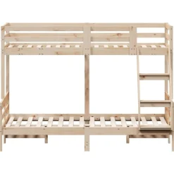 vidaXL Camas Y Accesorios-Litera de madera maciza de pino 90x200/120x200 cm