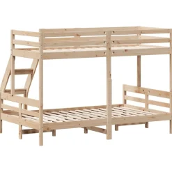 vidaXL Camas Y Accesorios-Litera de madera maciza de pino 90x200/120x200 cm