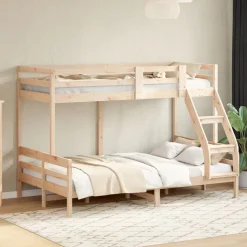 vidaXL Camas Y Accesorios-Litera de madera maciza de pino 80x200/120x200 cm