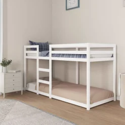 vidaXL Litera de madera maciza de pino 80x200 cm Blanco New