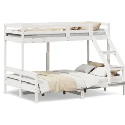 vidaXL Camas Y Accesorios-Litera de madera maciza de pino 90x200/140x200 cm