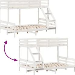 vidaXL Camas Y Accesorios-Litera de madera maciza de pino 90x200/140x200 cm