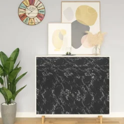 vidaXL Láminas autoadhesivas muebles PVC piedra negra 500x90 cm Negro