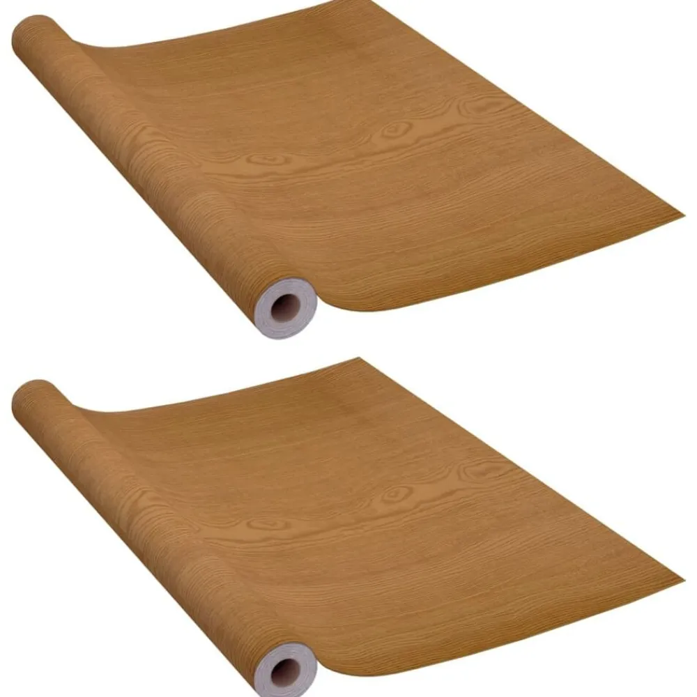 vidaXL Láminas autoadhesivas puertas 2 uds PVC claro 210x90cm Roble Clearance