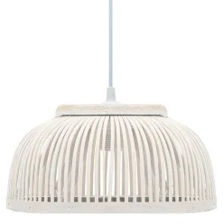 vidaXL Lámpara colgante bambú 40 W 34x14,5 cm semicírculo E27 Blanqueado Sale