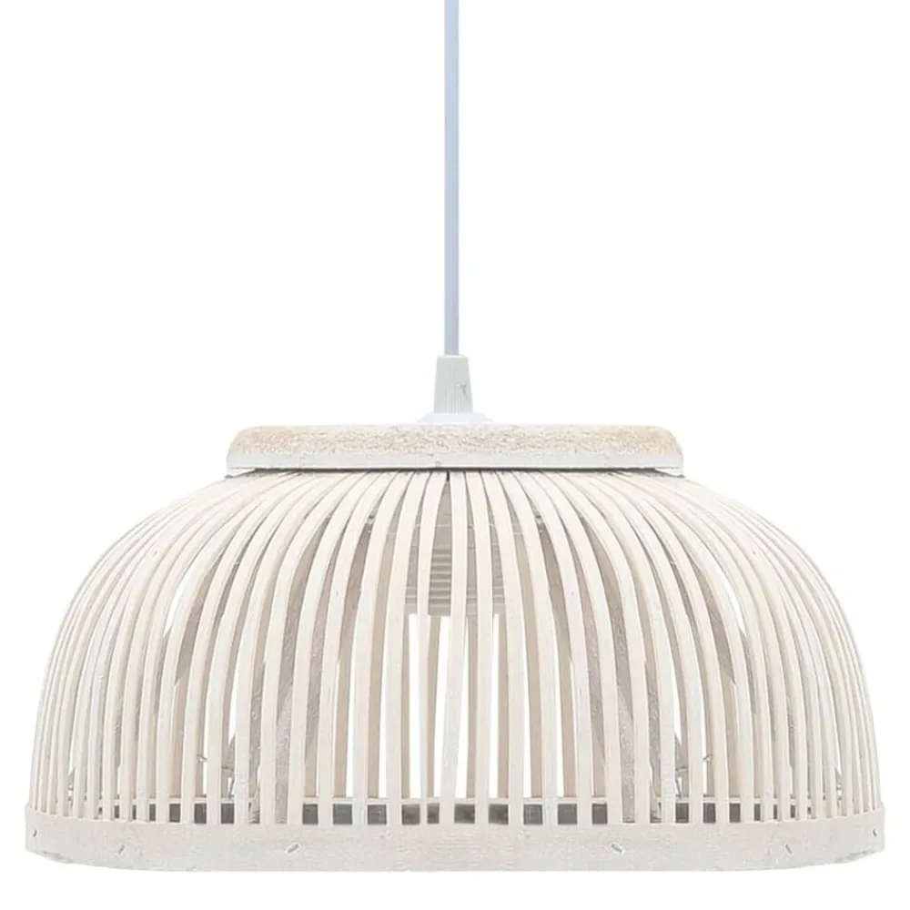 vidaXL Lámpara colgante bambú 40 W 34x14,5 cm semicírculo E27 Blanqueado Sale