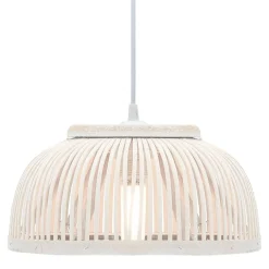 vidaXL Lámpara colgante bambú 40 W 34x14,5 cm semicírculo E27 Blanqueado Sale