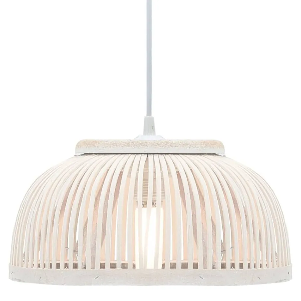 vidaXL Lámpara colgante bambú 40 W 34x14,5 cm semicírculo E27 Blanqueado Sale