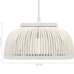 vidaXL Lámpara colgante bambú 40 W 34x14,5 cm semicírculo E27 Blanqueado Sale