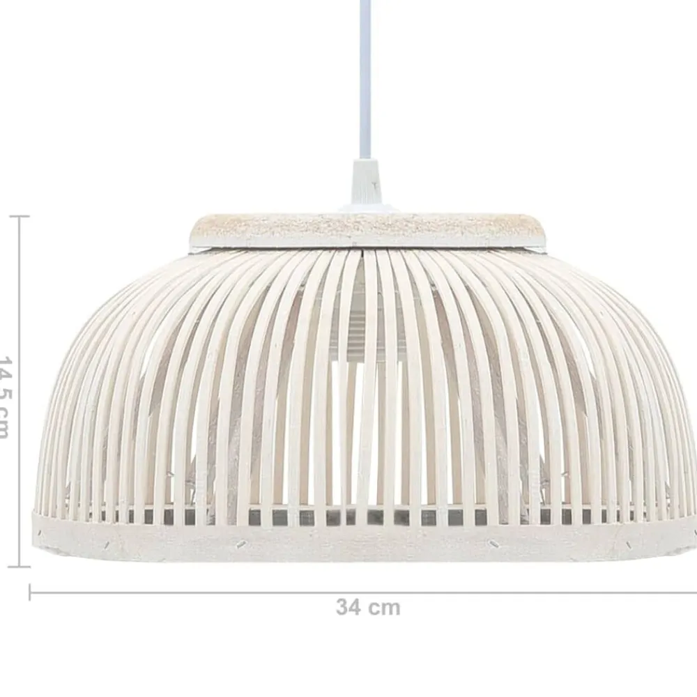 vidaXL Lámpara colgante bambú 40 W 34x14,5 cm semicírculo E27 Blanqueado Sale