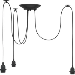 vidaXL Lámpara colgante con 3 portalámparas E27 metal negro Best