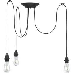 vidaXL Lámpara colgante con 3 portalámparas E27 metal negro Best