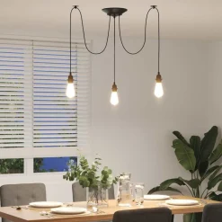 vidaXL Lámpara colgante con 3 portalámparas E27 metal negro Best