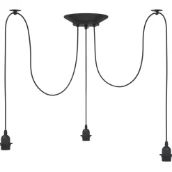 vidaXL Lámpara colgante con 3 portalámparas E27 metal negro Best