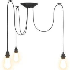 vidaXL Lámpara colgante con 3 portalámparas E27 metal negro Best