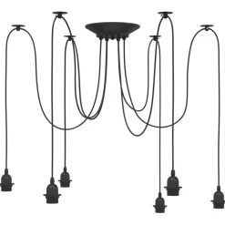 vidaXL Lámpara colgante con 6 portalámparas E27 metal negro New