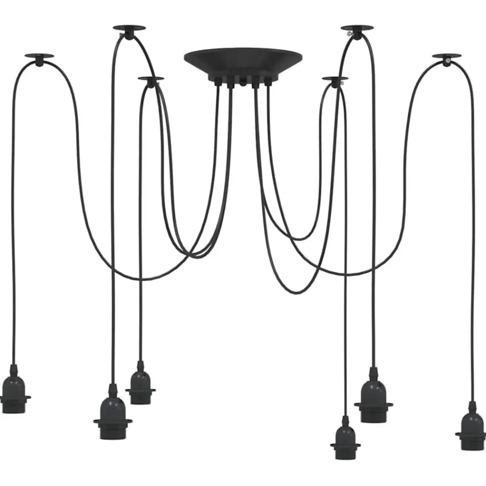 vidaXL Lámpara colgante con 6 portalámparas E27 metal negro New
