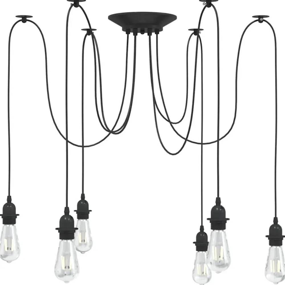 vidaXL Lámpara colgante con 6 portalámparas E27 metal negro New