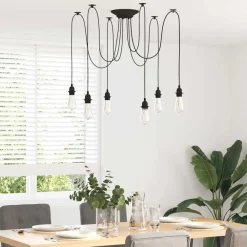 vidaXL Lámpara colgante con 6 portalámparas E27 metal negro New