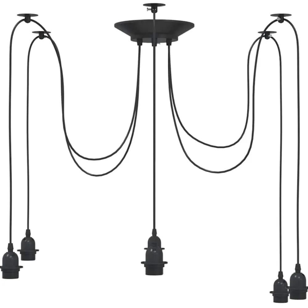 vidaXL Lámpara colgante con 6 portalámparas E27 metal negro New