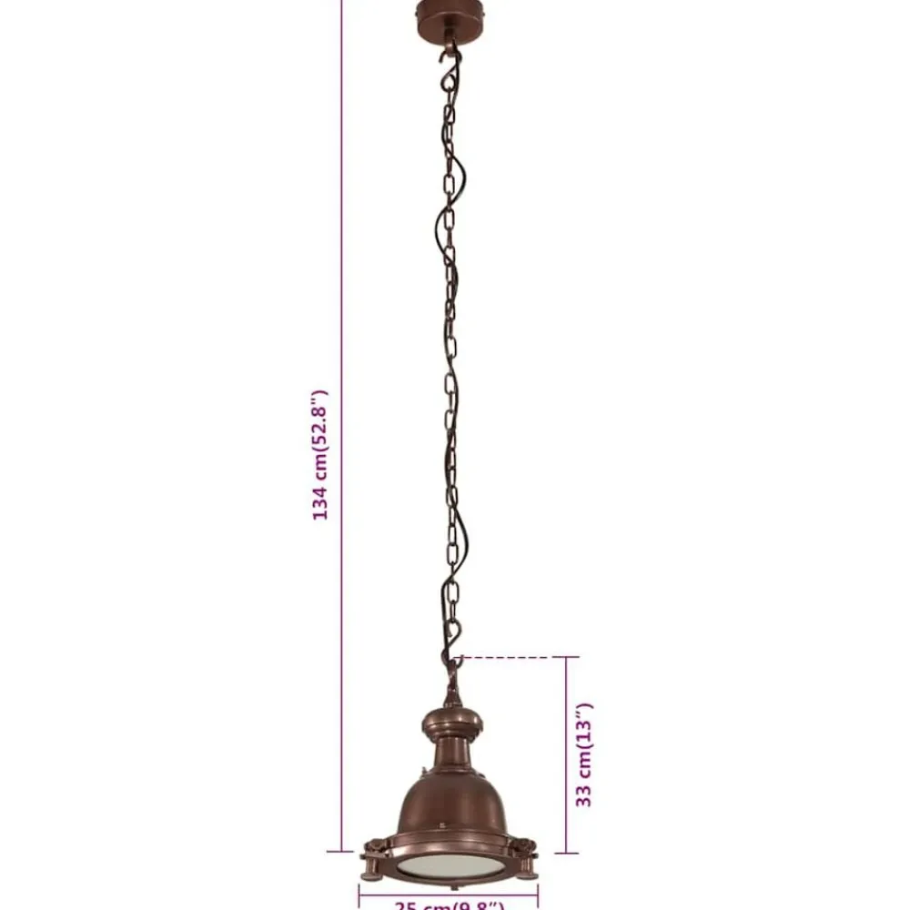 vidaXL Lámpara colgante de aluminio 25x25x134 cm Cobre