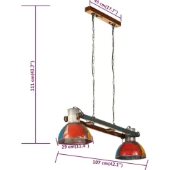 vidaXL Lámpara colgante industrial E27 25 W 111 cm Multicolor Online