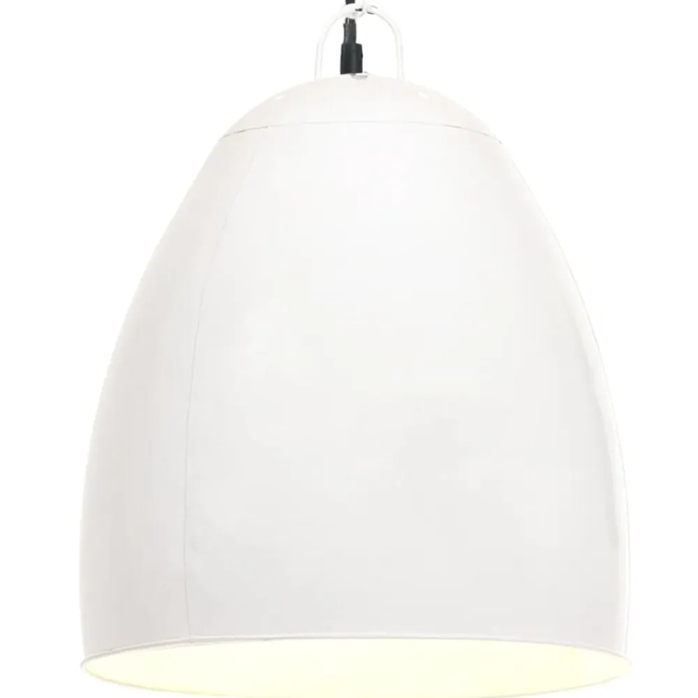 vidaXL Iluminación-Lámpara colgante industrial redonda 25 W blanca 42 cm E27