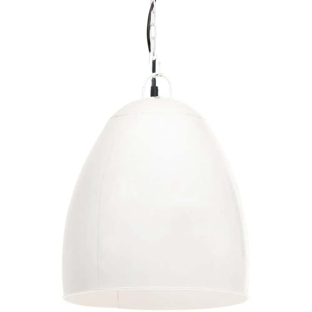 vidaXL Iluminación-Lámpara colgante industrial redonda 25 W blanca 42 cm E27