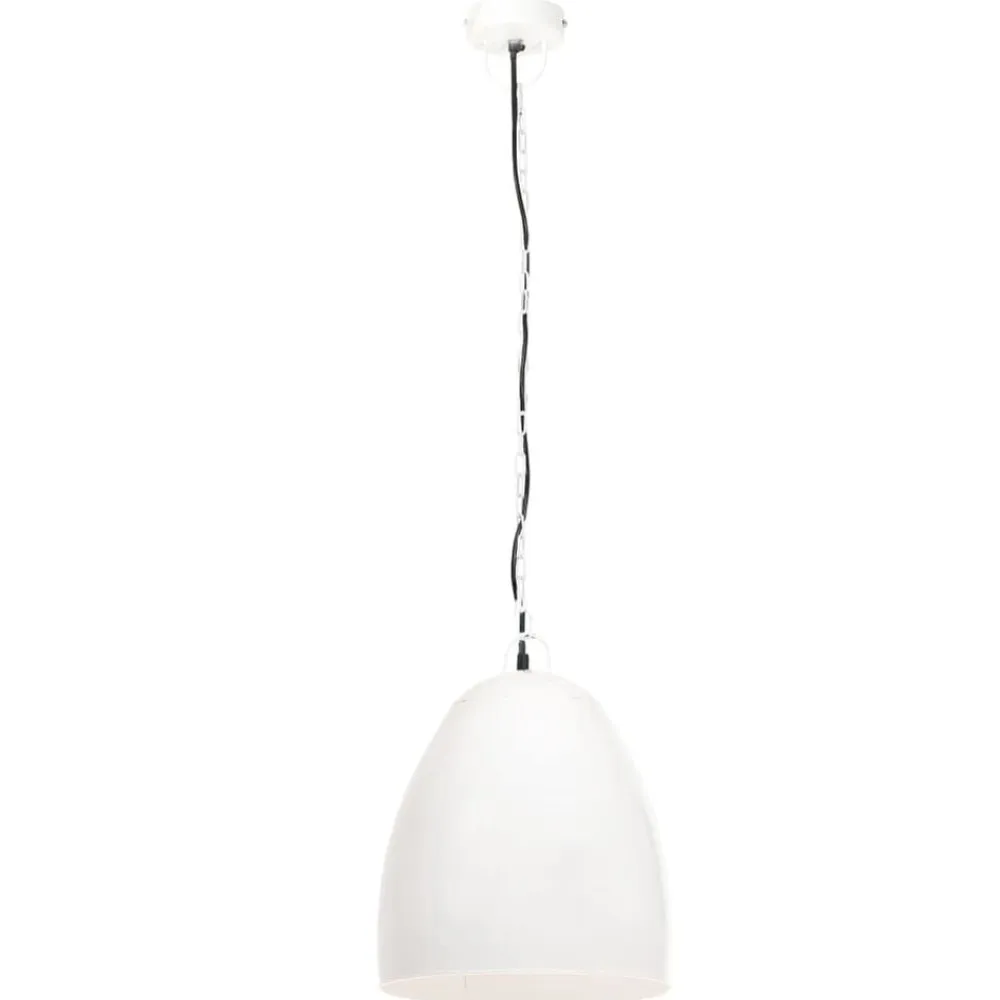 vidaXL Iluminación-Lámpara colgante industrial redonda 25 W blanca 42 cm E27